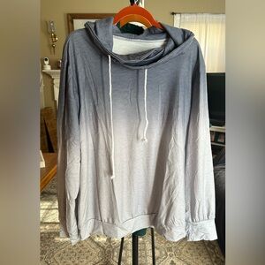 Women’s lounge hooded sweatshirt in blue ombre. New without tags